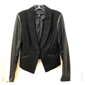 Black blazer with faux leather sleeves